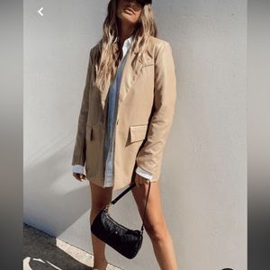 Women's Faux-Leather Fitted Blazer